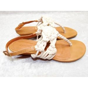 Raphaella Booz Sandal Ivory Rope Thong Newport Boho Chic Sandal Size 5 Summer